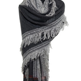 Boil Wool Scarf with Fringes - Black