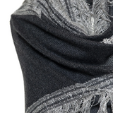 Boil Wool Scarf with Fringes - Black