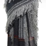 Boil Wool Scarf with Fringes - Black