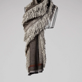 Boil Wool Scarf with Fringes - Gray