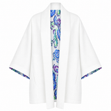 The Duality Linen Reversible Jacket - White Blue Paisley