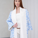 The Duality Linen Reversible Jacket - White Blue Pattern