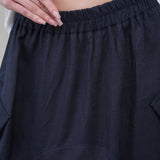 The Collar Linen Skirt - Navy