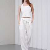 The Halterline Linen Blouse - White