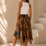 Bohemian Midi Skirt - Teal Pattern