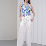 The Wrapline Linen Trouser - White
