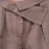 The Wrapline Linen Trouser - Coffee