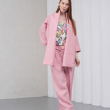 The Duality Linen Jacket - Pink White