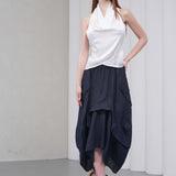 The Collar Linen Skirt - Navy