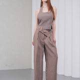 The Halterline Linen Blouse - Coffee