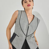 Multi Fold Vest - Gray Black