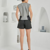 Multi Fold Vest - Gray Black