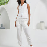 Construct Vest Suit & Pants Ensemble White