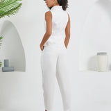 Construct Vest Suit & Pants Ensemble White