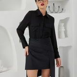 The Refined Curve Skirt - Black Merino