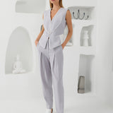 Multi Fold Vest - Light Gray & White