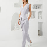 Multi Fold Vest - Light Gray & White