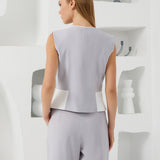 Multi Fold Vest - Light Gray & White