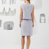 Collar-Elle Vest - Light Gray & White