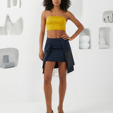 Dimensions Layered Skirt - Navy & Mustard Gold
