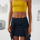 Dimensions Layered Skirt - Navy & Mustard Gold