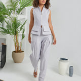 Construct Vest Suit & Pants Ensemble Light Gray