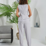 Construct Vest Suit & Pants Ensemble Light Gray