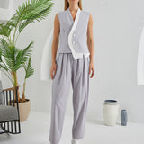 Supplant Side Collar Vest - Light Gray & White