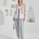 Flow Three Piece Suit Ensemble - Light Gray & White