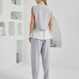 Flow Three Piece Suit Ensemble - Light Gray & White