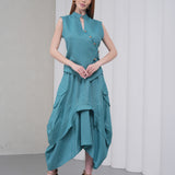 The Collar Linen Skirt - Teal