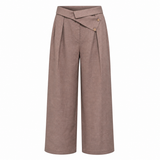 The Wrapline Linen Trouser - Coffee