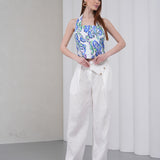 The Wrapline Linen Trouser - White