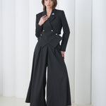 Sovereign Crop Jacket by Lumina Eligma – luxury cropped merino wool jacket with architectural tailoring