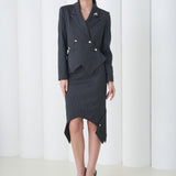 Sovereign Crop Jacket by Lumina Eligma – luxury cropped merino wool jacket with architectural tailoring