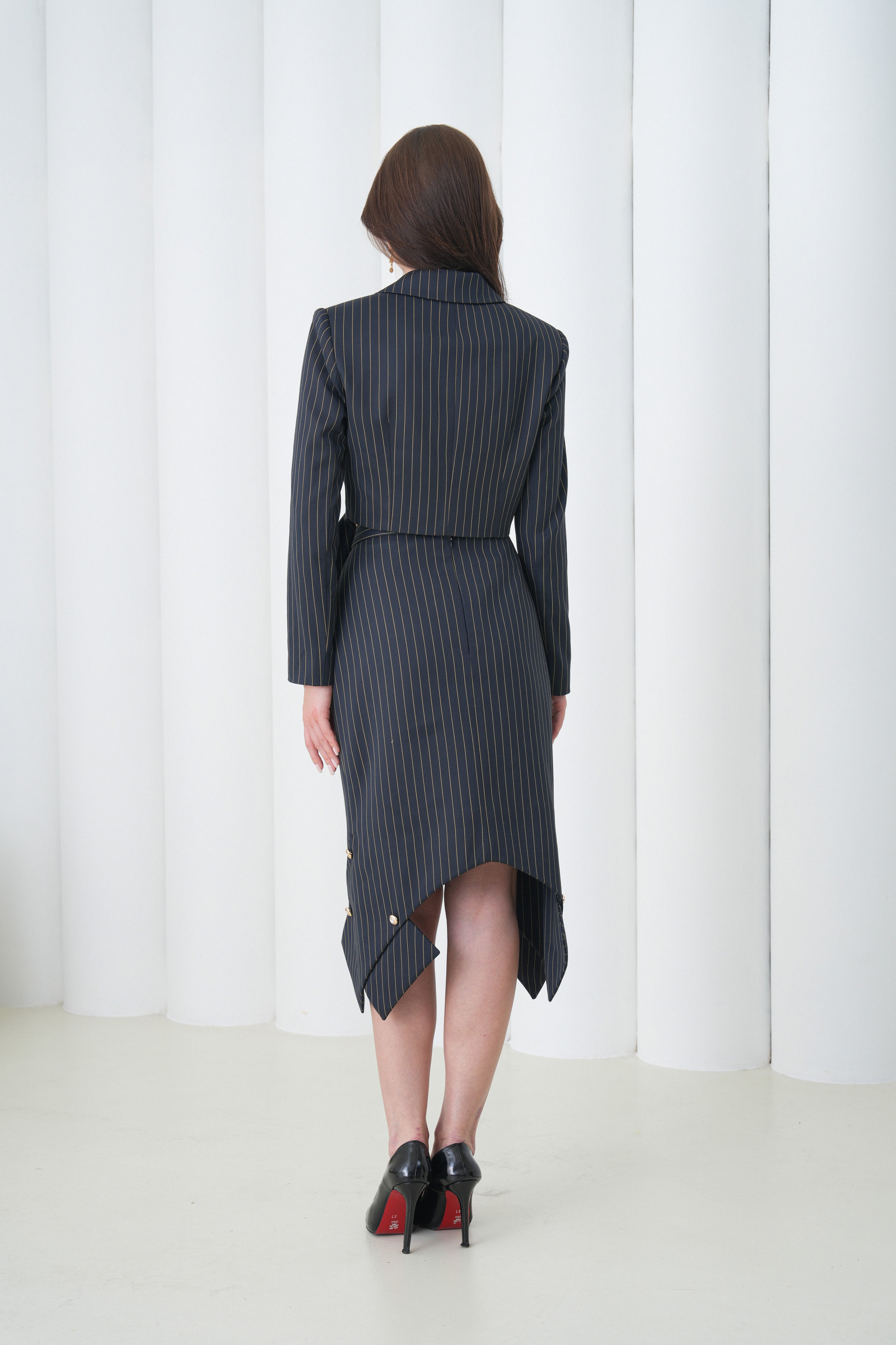 Sovereign Crop Jacket by Lumina Eligma – luxury cropped merino wool jacket with architectural tailoring