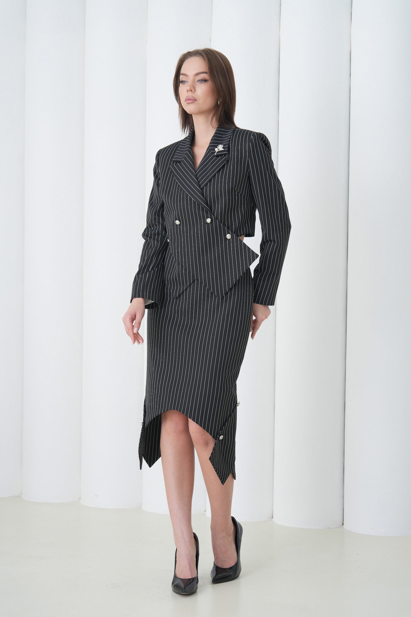 Sovereign Volume Skirt by Lumina Eligma – luxury merino wool sculptural skirt with architectural volume