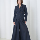 Sovereign Crop Jacket by Lumina Eligma – luxury cropped merino wool jacket with architectural tailoring