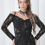 Shadow Lace Symphony Dress by Lumina Eligma – luxury French lace off-shoulder evening gown with sculpted silhouette