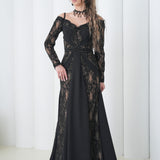 Shadow Lace Symphony Dress by Lumina Eligma – luxury French lace off-shoulder evening gown with sculpted silhouette