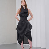 Silhouette Halter Dress - Black