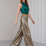 Ember Flare Sequin Pants - Emerald