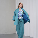 The Duality Linen Jacket - Teal
