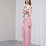 The Wrapline Linen Trouser - Pink