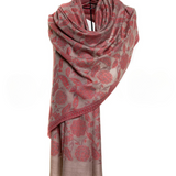 Abstract Floral Paisley Cashmere Pashmina Shawl - Red