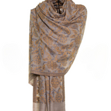 Abstract Floral Paisley Cashmere Pashmina Shawl - Mustard