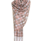 Checkers Floral Cashmere Pashmina Shawl - Pink