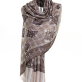 Checkers Paisley Cashmere Pashmina Shawl - Brown