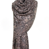 Tribal Paisley Cashmere Pashmina Shawl - Espresso