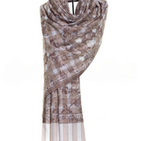 Checkers Floral Cashmere Pashmina Shawl - Brown